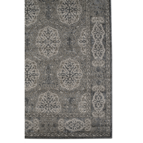 10' Charcoal and Gray Medallion Power Loom Runner Rug