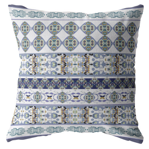 18” Navy White Strips Boho Suede Throw Pillow