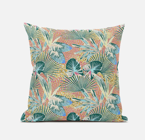 16” Blue Peach Tropical Suede Throw Pillow