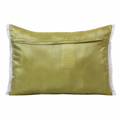 14" X 20" Blue Red Green And Off-White Polyester Tropical Zippered Pillow