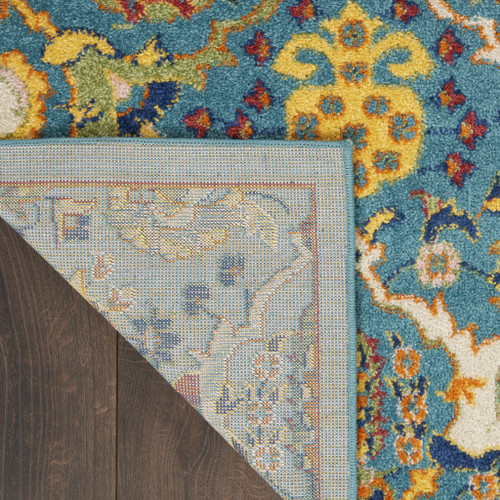 5' X 7' Blue Floral Power Loom Area Rug