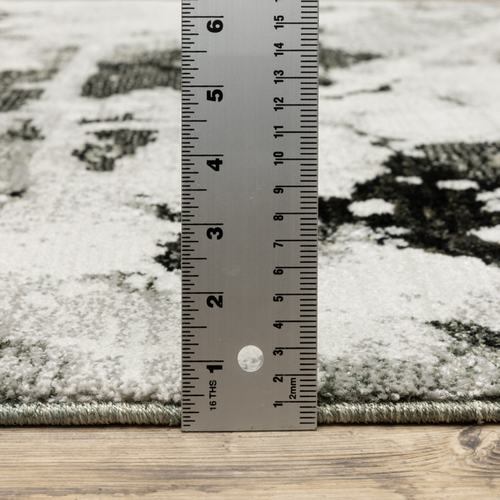 8' Gray and White Round Abstract Power Loom Area Rug