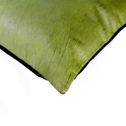 Set of Two Lime Green Cowhide Throw Pillow