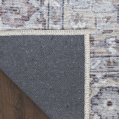 5' X 7' Blue And Pink Floral Power Loom Distressed Washable Area Rug - Blue & Pink