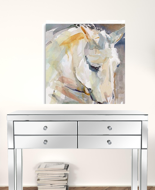 30" x 30" Abstract Watercolor Horse Canvas Wall Art