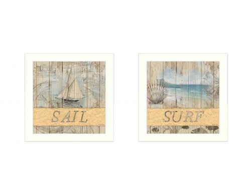Set Of Two Sail or Surf White Framed Print Wall Art