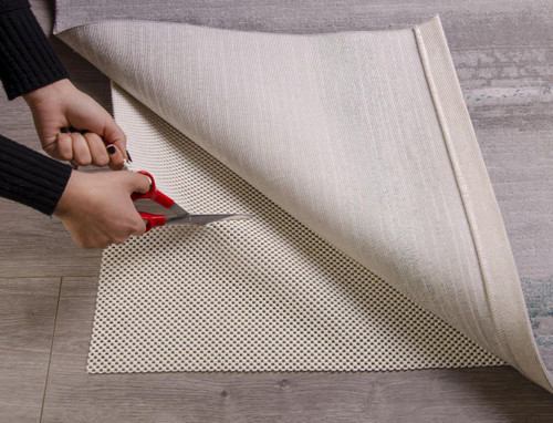 5' x 7' Ivory Striped Weave Non Slip Rug Pad