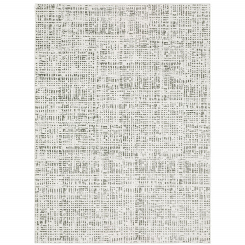 7' X 10' White And Gray Abstract Distressed Area Rug