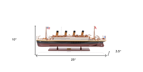 10" Black and Red 1912 RMS Titanic Small Boat Hand Painted Decorative Boat