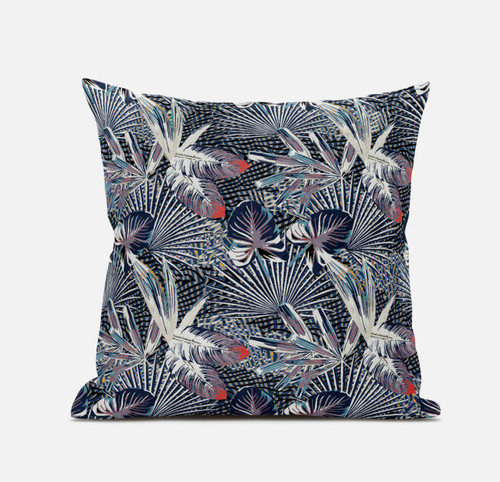 18” Purple Indigo Tropical Suede Throw Pillow