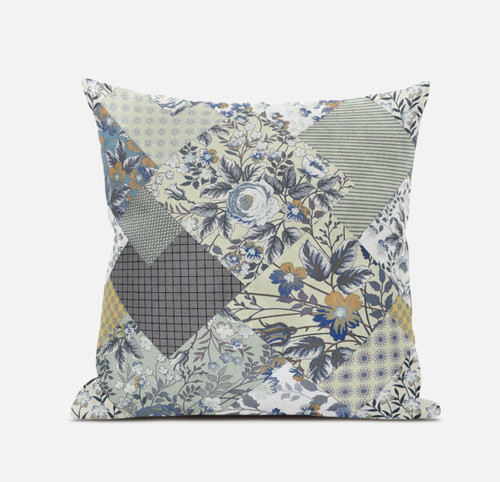 20" Sage Cream Floral Suede Throw Pillow