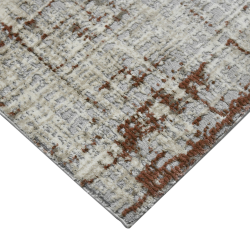 2' X 3' Ivory Red And Gray Abstract Area Rug