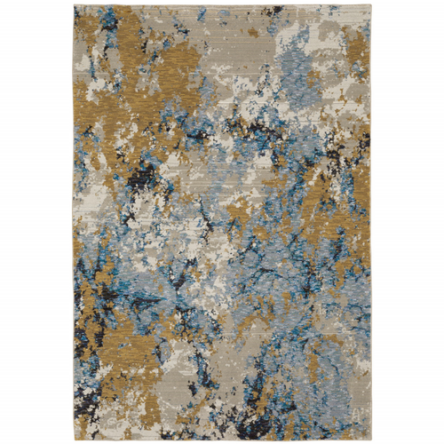 7' X 10' Gray and Ivory Abstract Power Loom Area Rug
