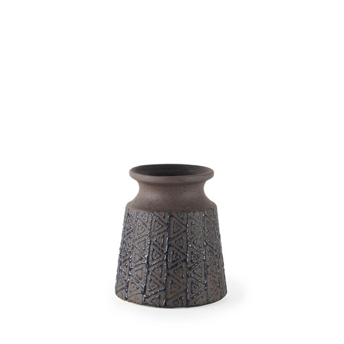 6" Brown Abstract Cylinder Ceramic Table Vase