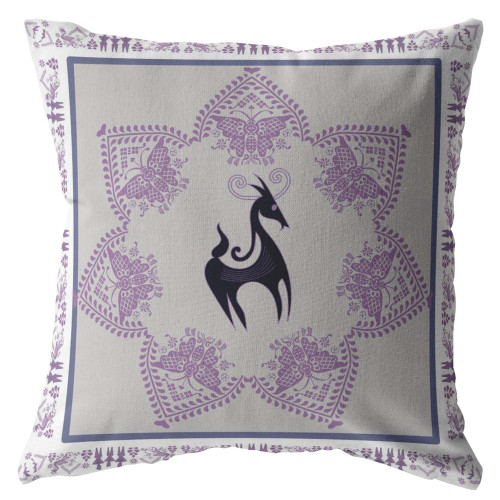 20” Gray Purple Horse Suede Throw Pillow