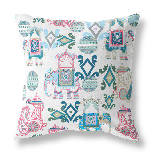 18" X 18" Pink And White Paisley Blown Seam Suede Throw Pillow