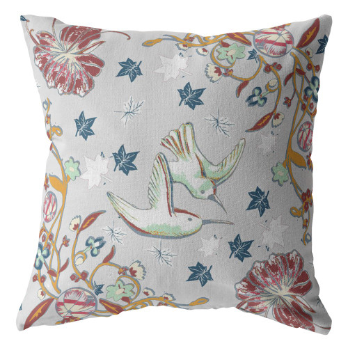 20" Gray Bird Decorative Suede Throw Pillow