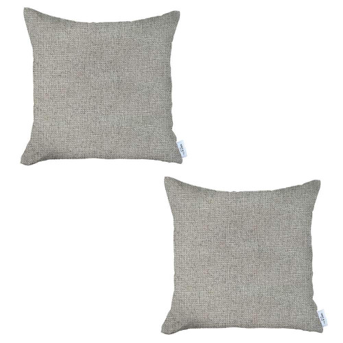 Set of Two 18" Ivory Fabric Throw Pillows