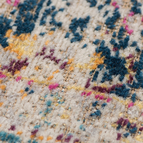 6' X 8' Teal Navy and Orange Floral Power Loom Area Rug