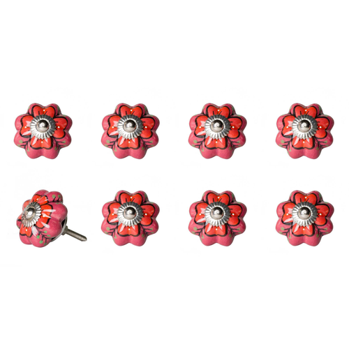 1.5" X 1.5" X 1.5" Hues Of Pink Red And Green Knobs 8 Pack