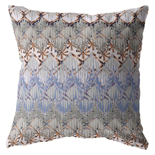 16” Orange Gray Hatch Decorative Suede Throw Pillow