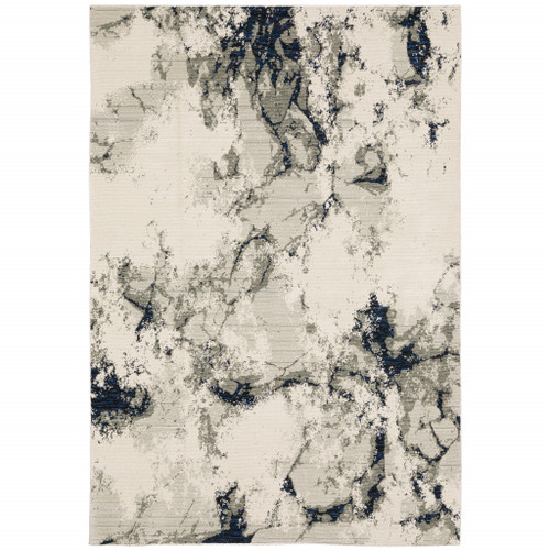 5' X 7' Gray and Black Abstract Power Loom Area Rug