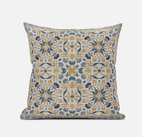 18" X 18" Muted Green Peach Paisley Blown Seam Suede Throw Pillow