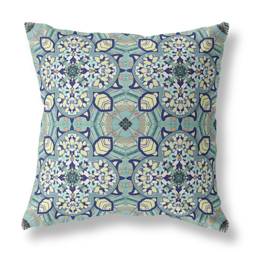 18" Green Cream Cloverleaf Boho Suede Throw Pillow