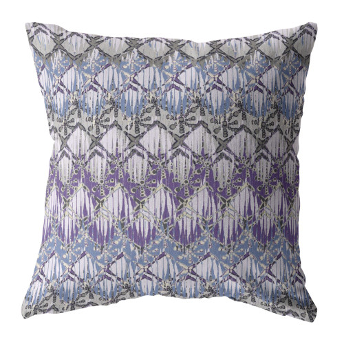 16” Purple Gray Hatch Decorative Suede Throw Pillow