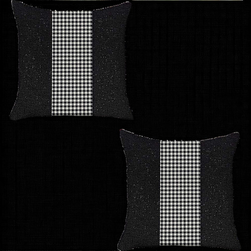 Set of Two 18" Black and White Houndstooth Fabric Throw Pillows