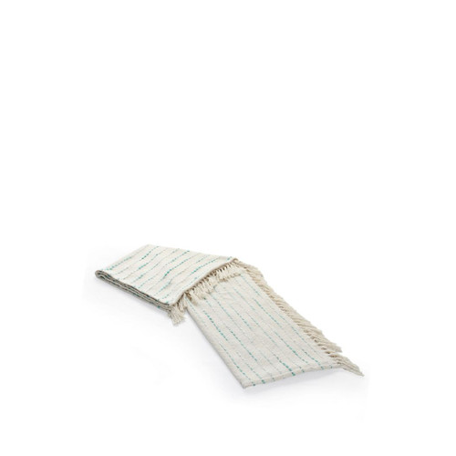 50" X 60" Cream Kantha Cotton Striped Throw Blanket with Embroidery Home Accent