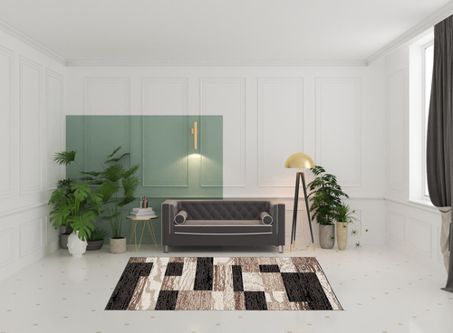 6' X 9' Black Brown And Beige Patchwork Area Rug