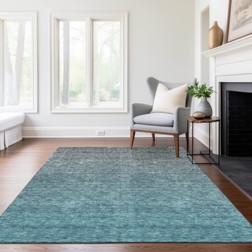 3' X 5' Teal Blue Gray And Charcoal Ombre Washable Indoor Outdoor Area Rug