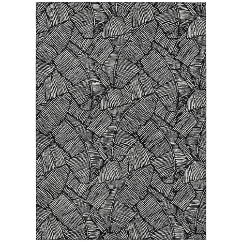 3' X 5' Black And Ivory Floral Washable Indoor Outdoor Area Rug