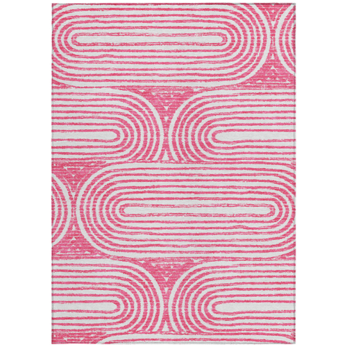 5' X 8' Blush Abstract Washable Non Skid Indoor Outdoor Area Rug