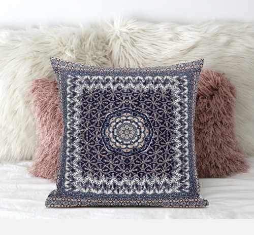 18” Gray Peach Holy Floral Suede Throw Pillow