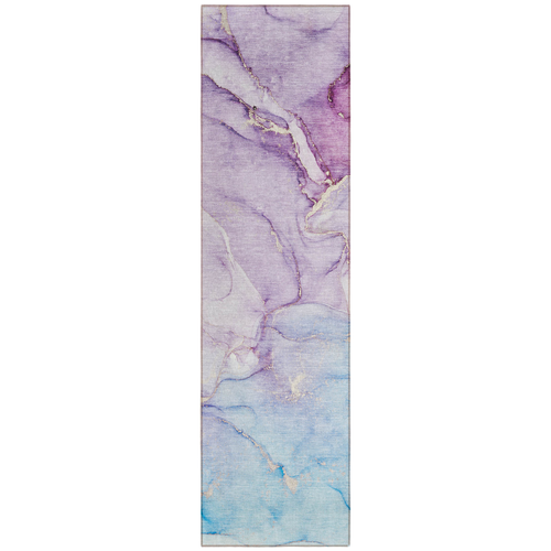 8' Runner Purple Abstract Washable Non Skid Indoor Outdoor Runner Rug