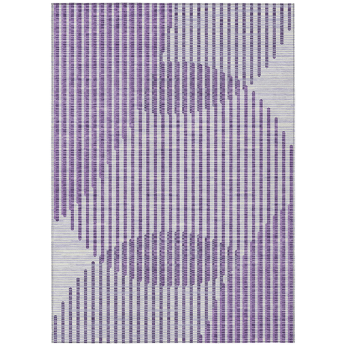 5' X 8' Purple Gray And Ivory Geometric Washable Indoor Outdoor Area Rug