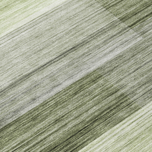 5' X 8' Green And Ivory Striped Washable Indoor Outdoor Area Rug - Green, Ivory