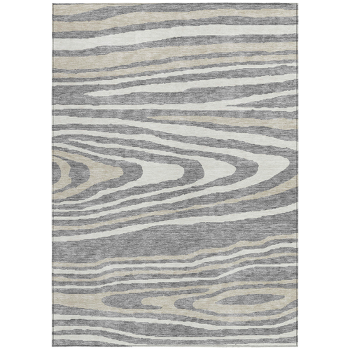 3' X 5' Gray Ivory And Beige Faux Bois Washable Indoor Outdoor Area Rug
