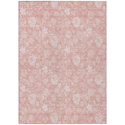 3' X 5' Pink Ivory And Blush Floral Washable Indoor Outdoor Area Rug