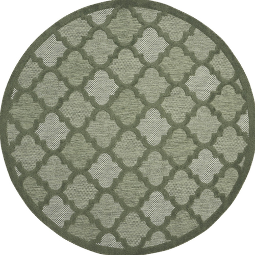 8' Green Round Geometric Indoor Outdoor Area Rug