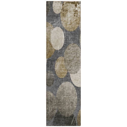 2' X 8' Brown Beige and Ivory Abstract Washable Non Skid Indoor Outdoor Runner Rug