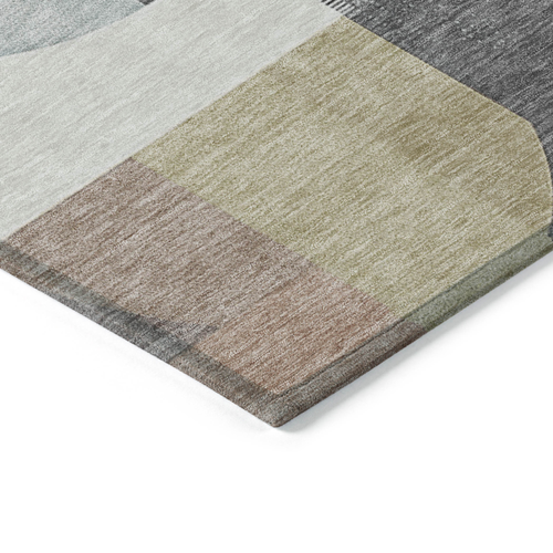 3' X 5' Rust Gray And Ivory Geometric Washable Indoor Outdoor Area Rug
