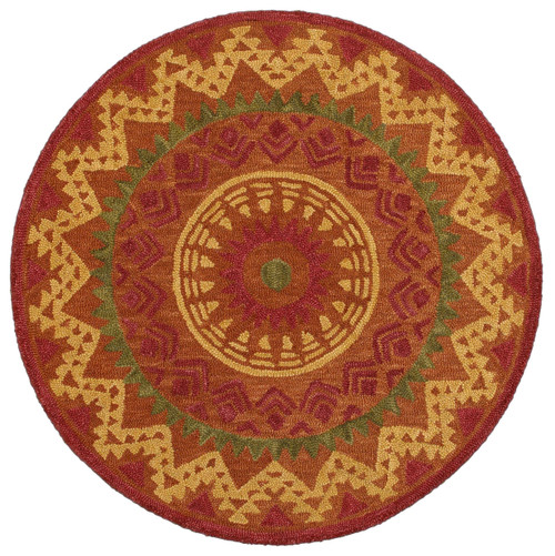 4’ Round Orange Decorative Area Rug