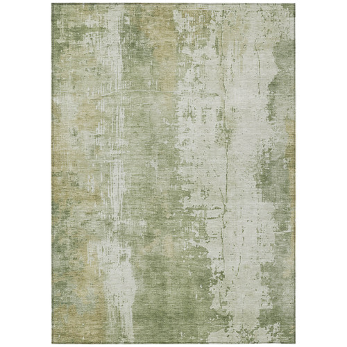 3' X 5' Sage And Ivory Abstract Washable Indoor Outdoor Area Rug - Sage, Ivory