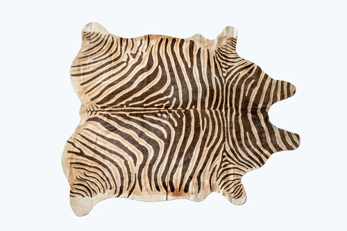 6' X 7' Zebra Chocolate And Natural Cowhide Handmade Area Rug