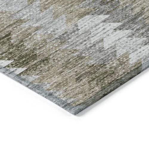 5' X 8' Brown Beige And Gray Geometric Washable Indoor Outdoor Area Rug
