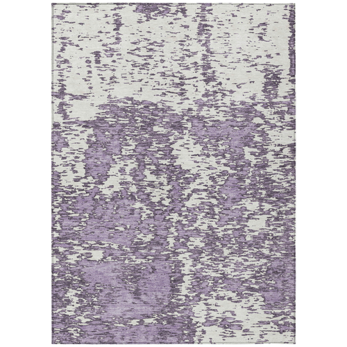 3' X 5' Lavender And Ivory Abstract Washable Indoor Outdoor Area Rug