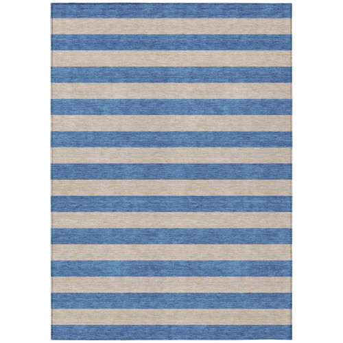 3' X 5' Tan Striped Washable Non Skid Indoor Outdoor Area Rug